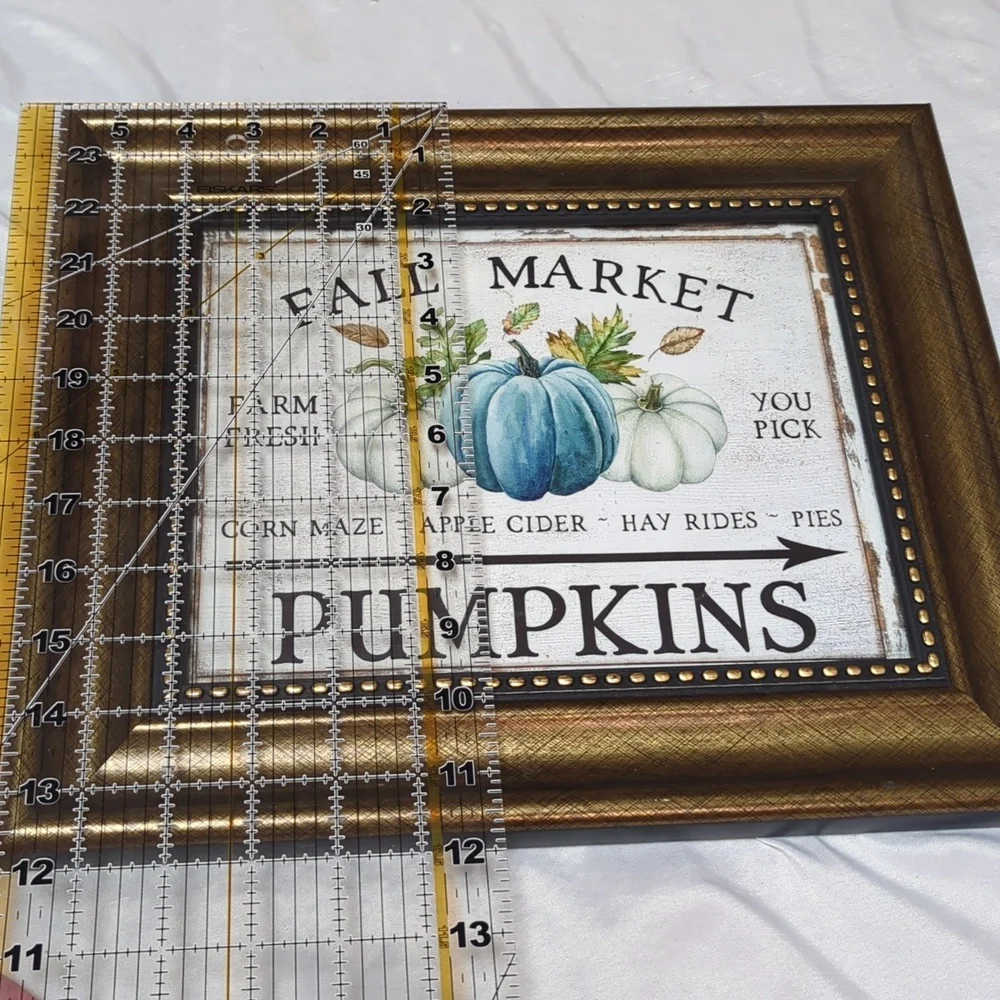 5 Peice Fall Autumn Decor Bundle- Plush Pumpkins, Framed Print, Coaster, Sign